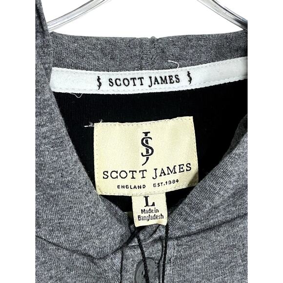 Scott James England Henley Pullover Sweater Hoodie Men L Colorblock Striped NWT - Picture 6 of 11